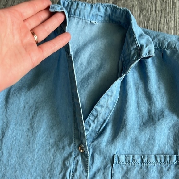 Jeans Button Up Tank Top Knot Front Size M - Picture 3 of 7